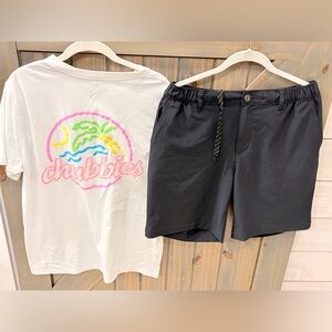 Chubbies Tropical Graphic Tee and Black Shorts size medium GUC